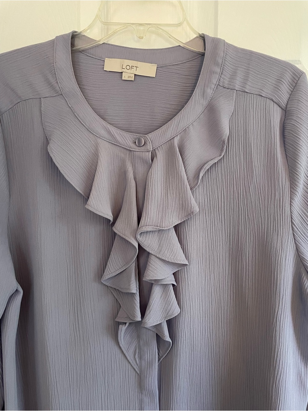 LOFT Periwinkle Ruffle Front Blouse - Women's Top
